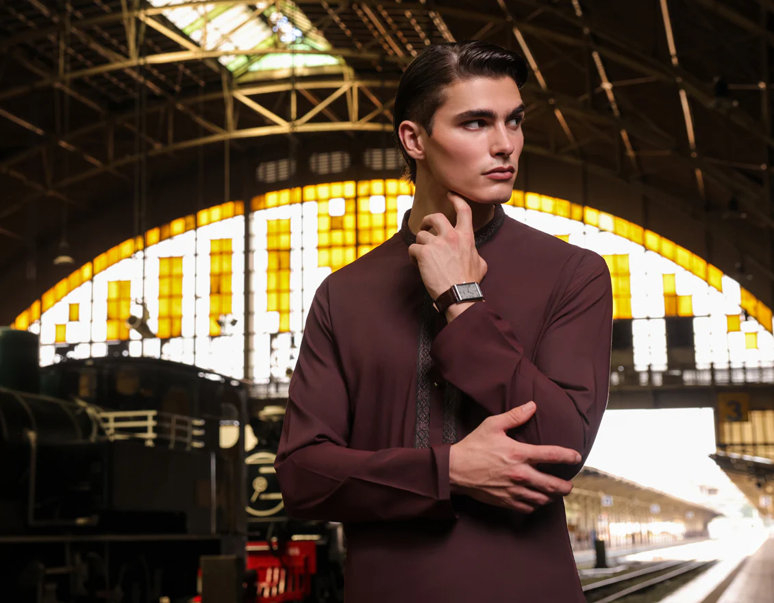 MAROON BLENDED KAMEEZ SHALWAR | JJKS-S-32807/S24/JJ8 - Image 4