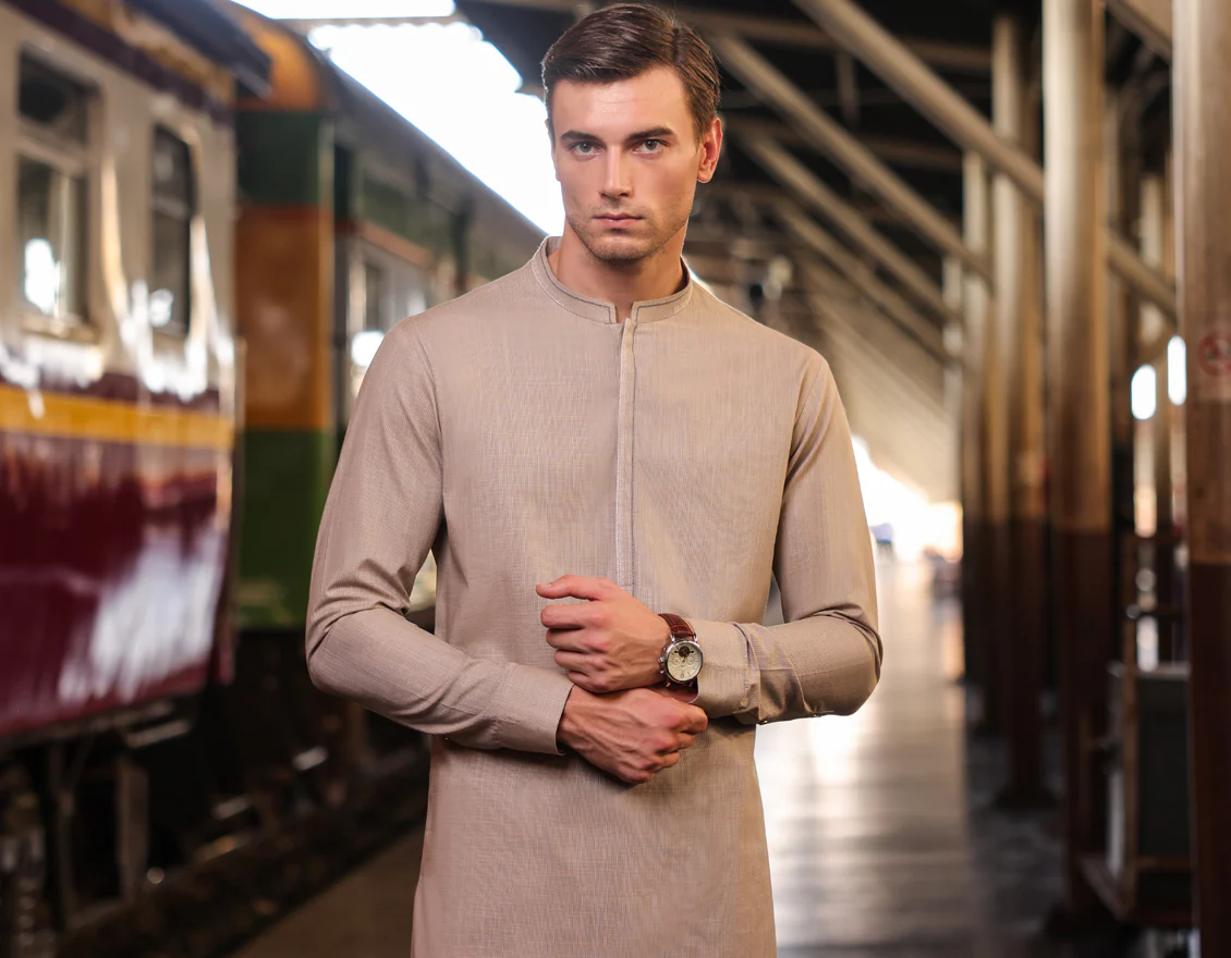 BEIGE COTTON KAMEEZ SHALWAR | JJKS-S-32869/S24/JJ8984-CL - Image 3