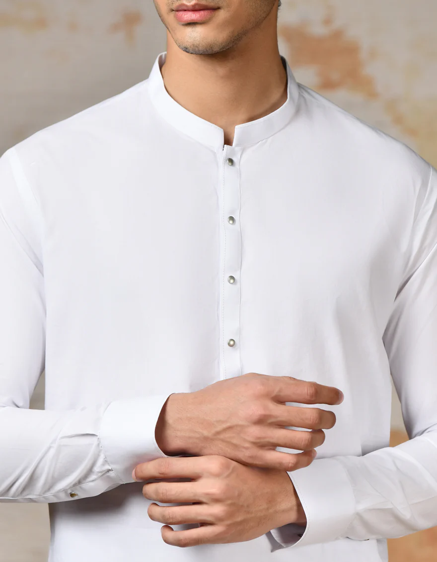 WHITE COTTON KAMEEZ SHALWAR | JJKS-S-32887/S24/JJ9 - Image 2