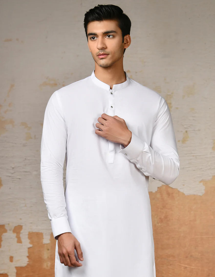 WHITE COTTON KAMEEZ SHALWAR | JJKS-S-32887/S24/JJ9 - Image 3