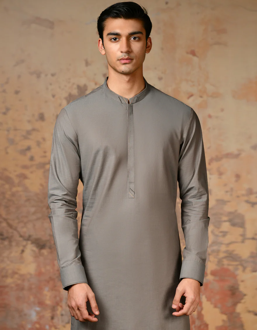 GREY COTTON KAMEEZ SHALWAR | JJKS-S-32898/S24/JJ8 - Image 3