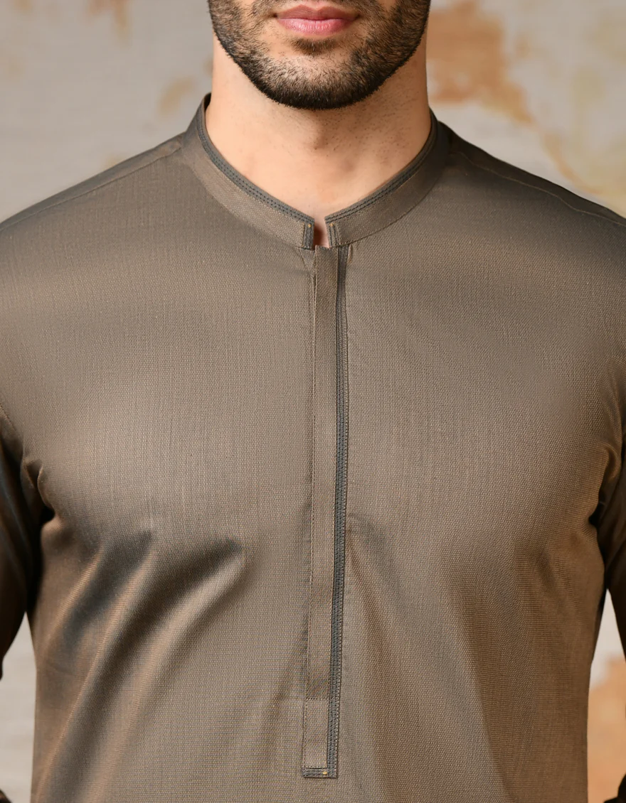 BROWN COTTON KAMEEZ SHALWAR | JJKS-S-32900/S24/JJ8 - Image 2