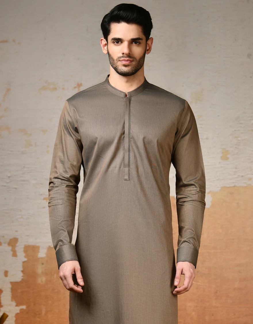 BROWN COTTON KAMEEZ SHALWAR | JJKS-S-32900/S24/JJ8 - Image 3