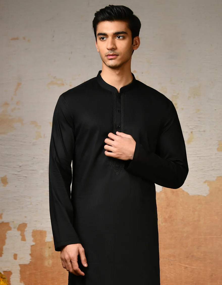 BLACK COTTON KAMEEZ SHALWAR | JJKS-S-32906/S24/JJ9213-SF - Image 2