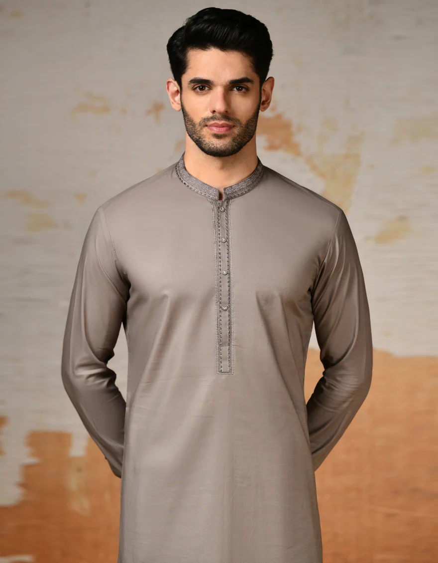 BROWN COTTON KAMEEZ SHALWAR | JJKS-S-32920/S24/JJ8982-SF - Image 3