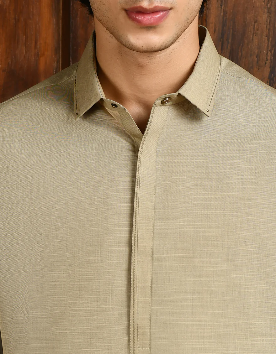 BROWN BLENDED KAMEEZ SHALWAR | JJKS-S-32923/S24/JJ9254-CL - Image 3