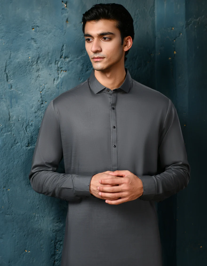 GREY COTTON KAMEEZ SHALWAR | JJKS-S-32924/S24/JJ9213-CL - Image 2