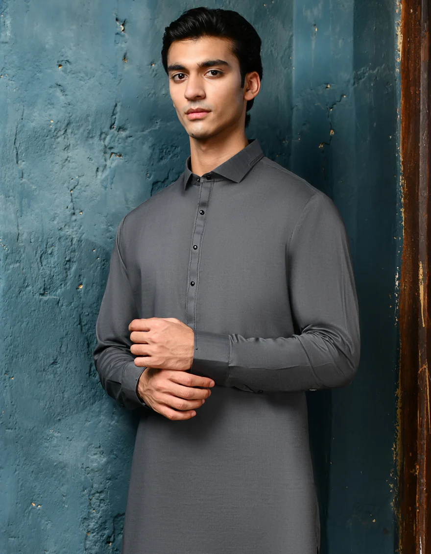 GREY COTTON KAMEEZ SHALWAR | JJKS-S-32924/S24/JJ9213-CL - Image 4