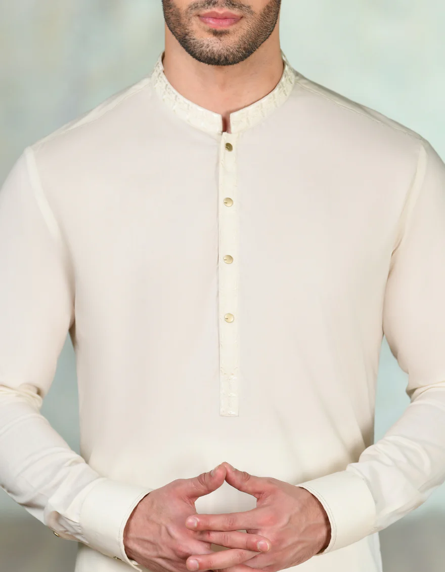WHITE COTTON KAMEEZ SHALWAR | JJKS-S-32943/S24/JJ8776-SF - Image 2