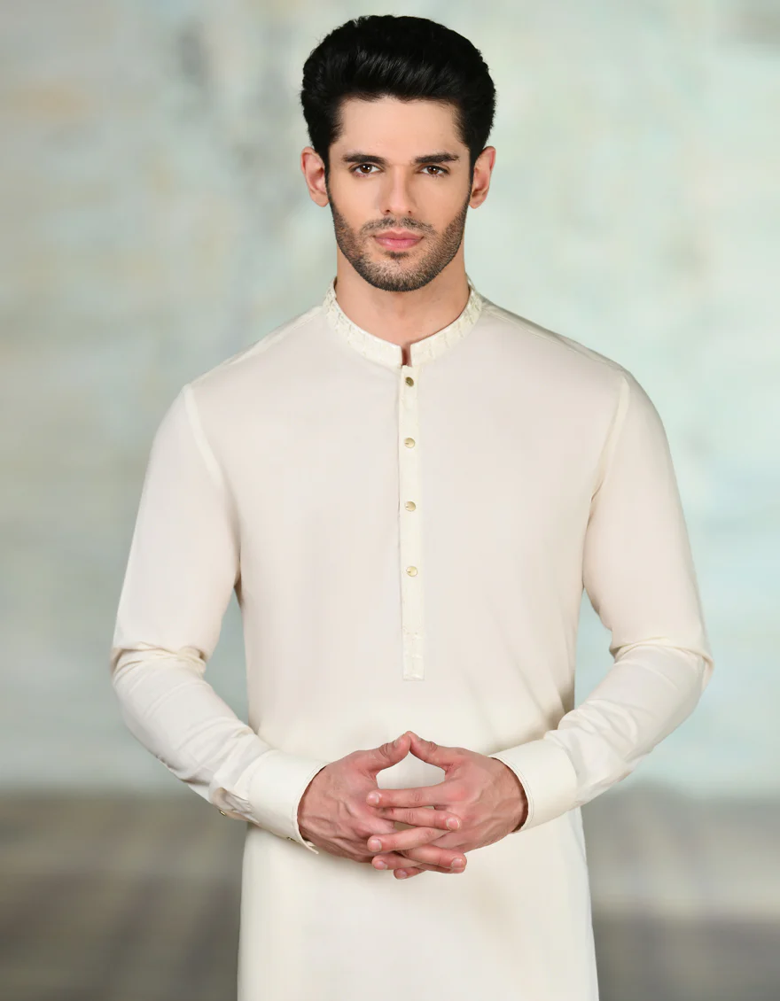 WHITE COTTON KAMEEZ SHALWAR | JJKS-S-32943/S24/JJ8776-SF - Image 3