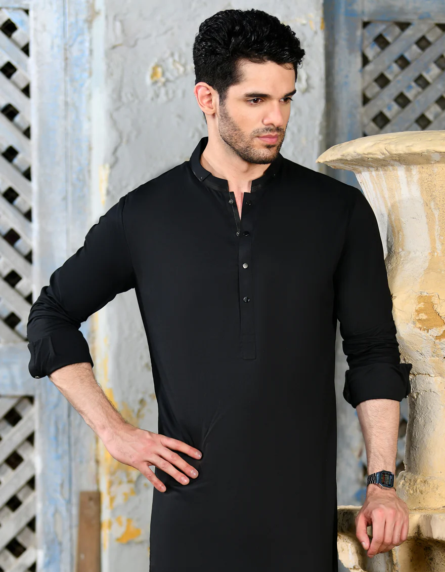 BLACK COTTON KAMEEZ SHALWAR | JJKS-S-32953/S24/JJ8938-CL - Image 2