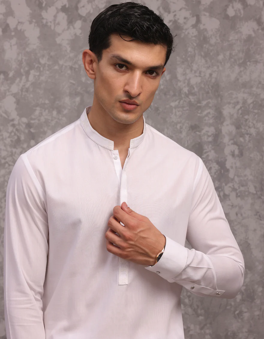 WHITE BLENDED KAMEEZ SHALWAR | JJKS-S-32975/S24/JJ8745-SF - Image 3
