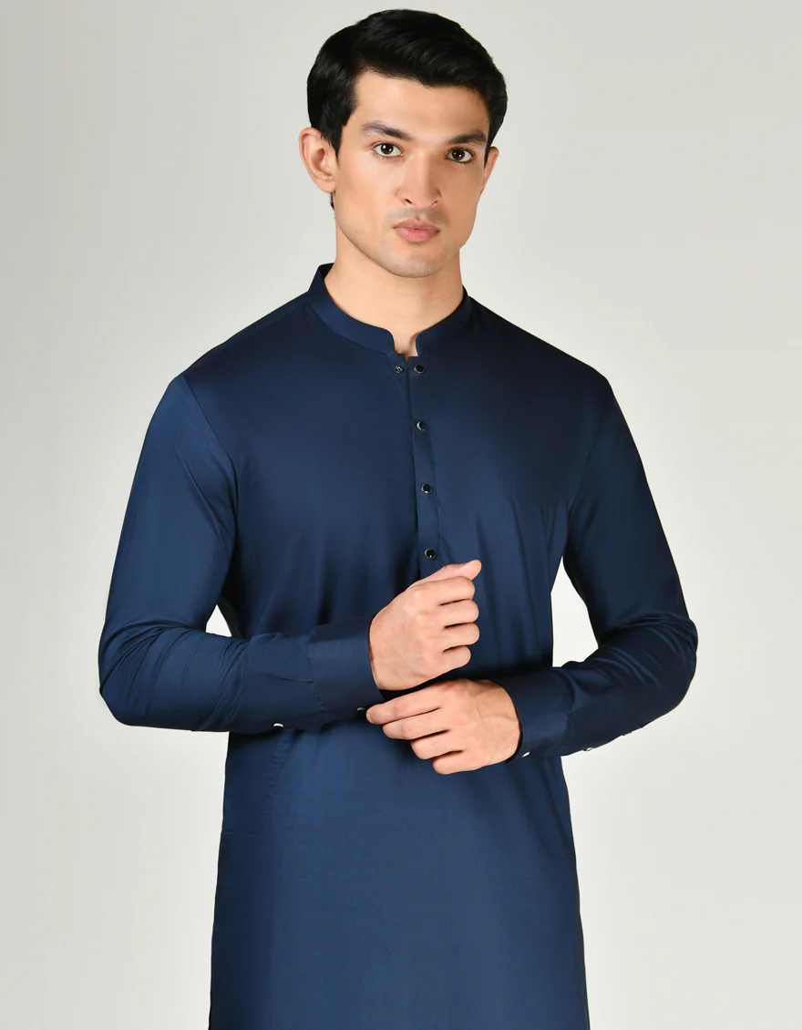 BLUE COTTON KAMEEZ SHALWAR | JJKS-S-32983/S24/JJ9304-PN - Image 2