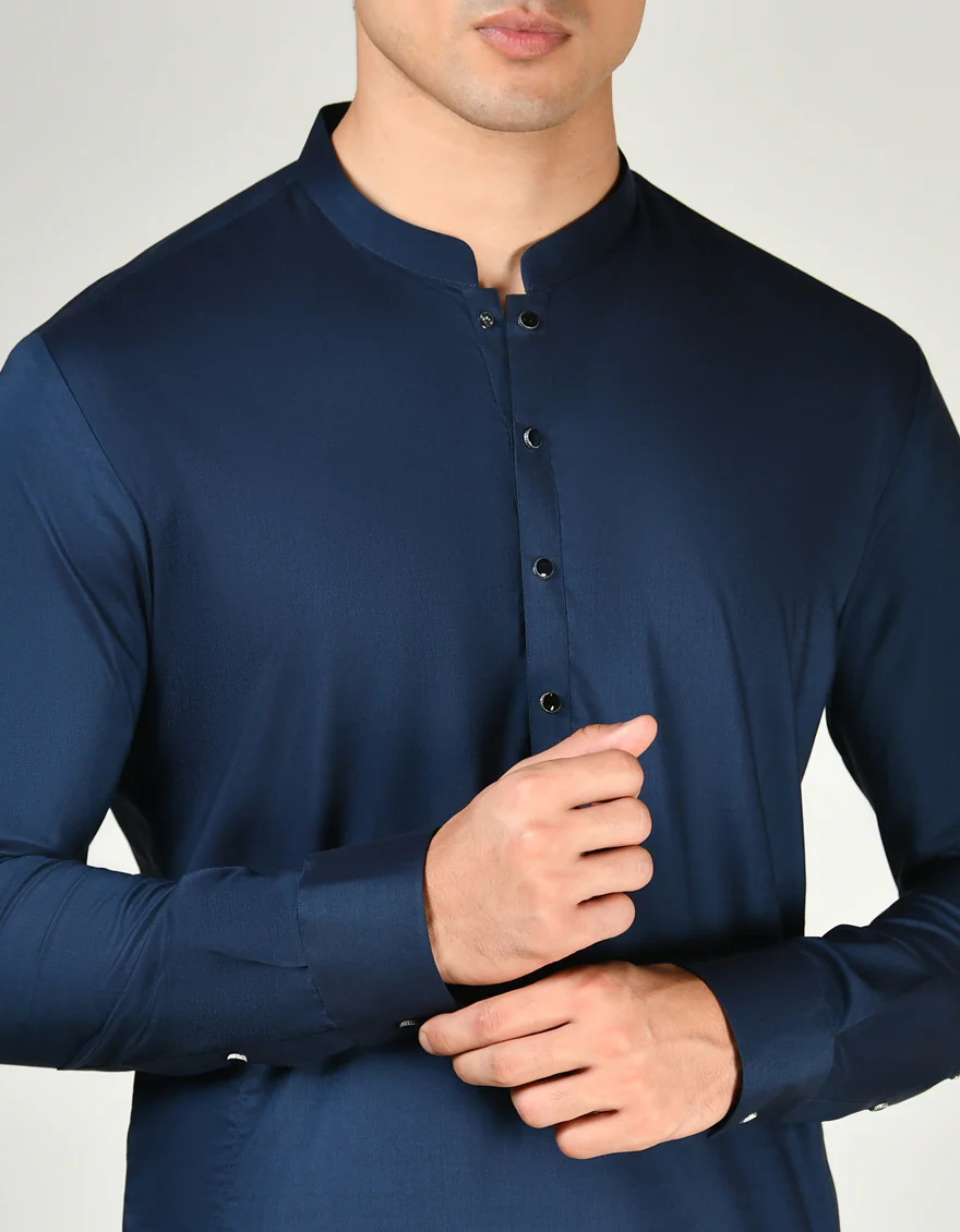 BLUE COTTON KAMEEZ SHALWAR | JJKS-S-32983/S24/JJ9304-PN - Image 3