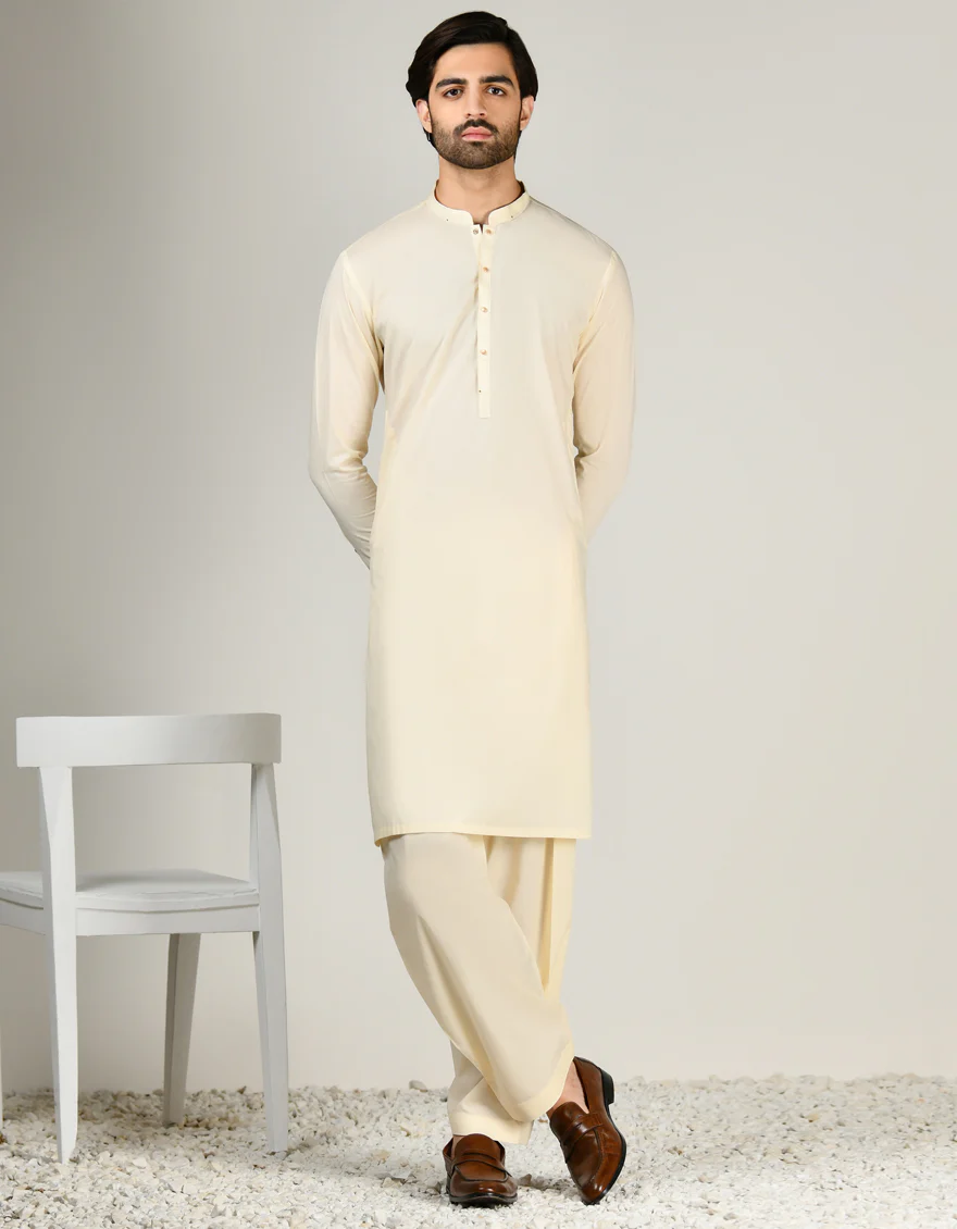 WHITE BLENDED KAMEEZ SHALWAR | JJKS-S-32997/S24/JJ8745-CL