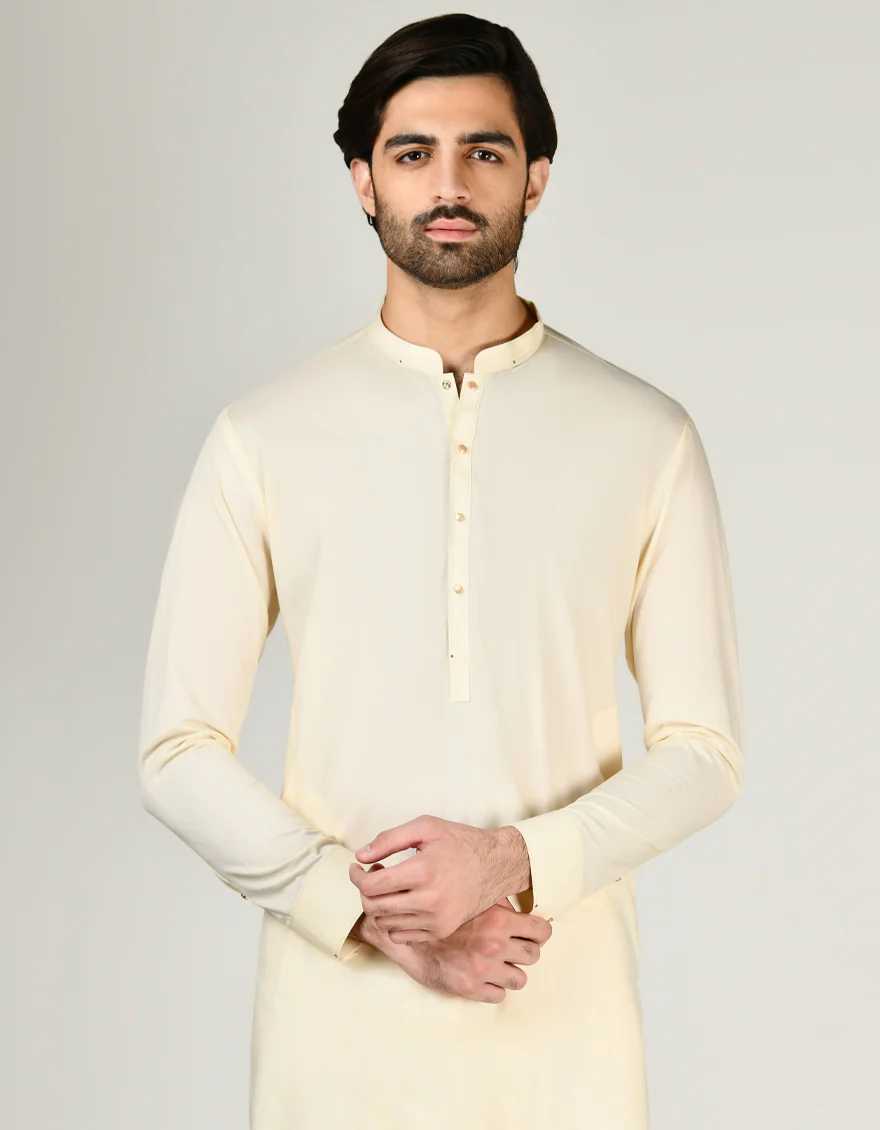 WHITE BLENDED KAMEEZ SHALWAR | JJKS-S-32997/S24/JJ8745-CL - Image 2