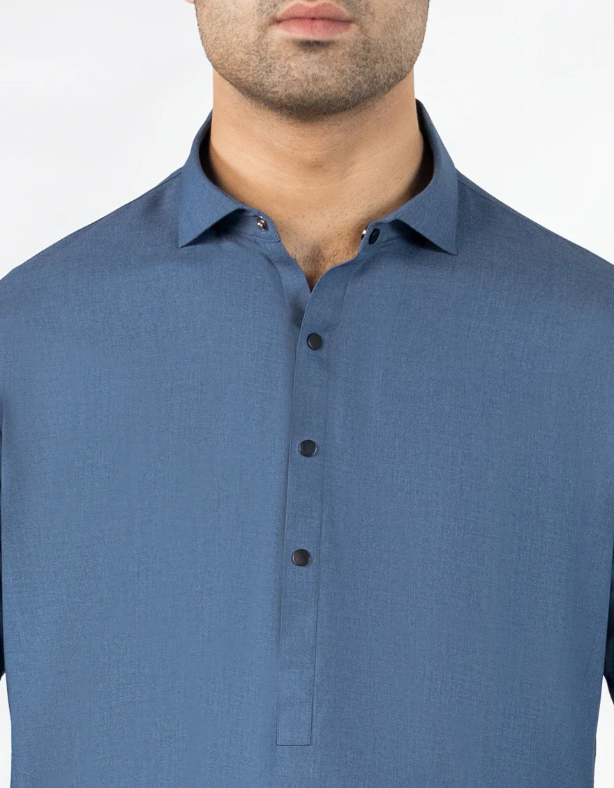 DENIM BLUE BLENDED KAMEEZ SHALWAR | JJKS-S-33403/S25/JJ9863-PN - Image 3