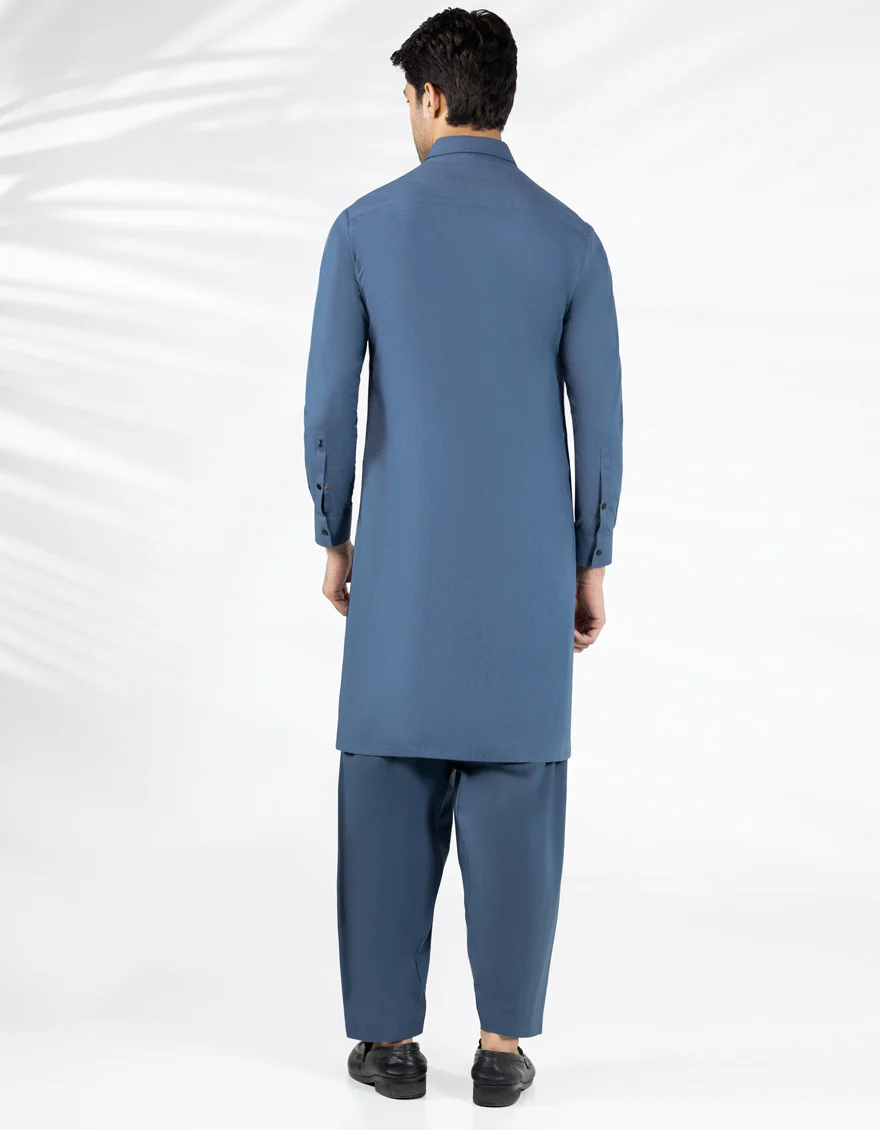 DENIM BLUE BLENDED KAMEEZ SHALWAR | JJKS-S-33403/S25/JJ9863-PN - Image 4