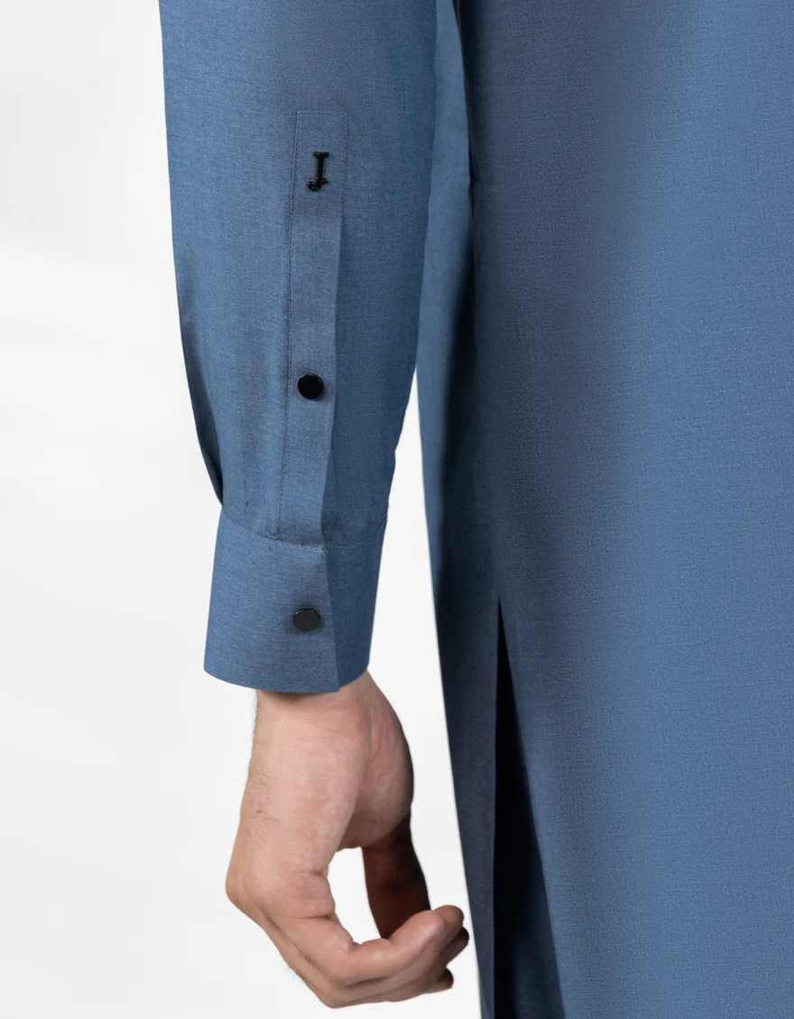 DENIM BLUE BLENDED KAMEEZ SHALWAR | JJKS-S-33403/S25/JJ9863-PN - Image 5