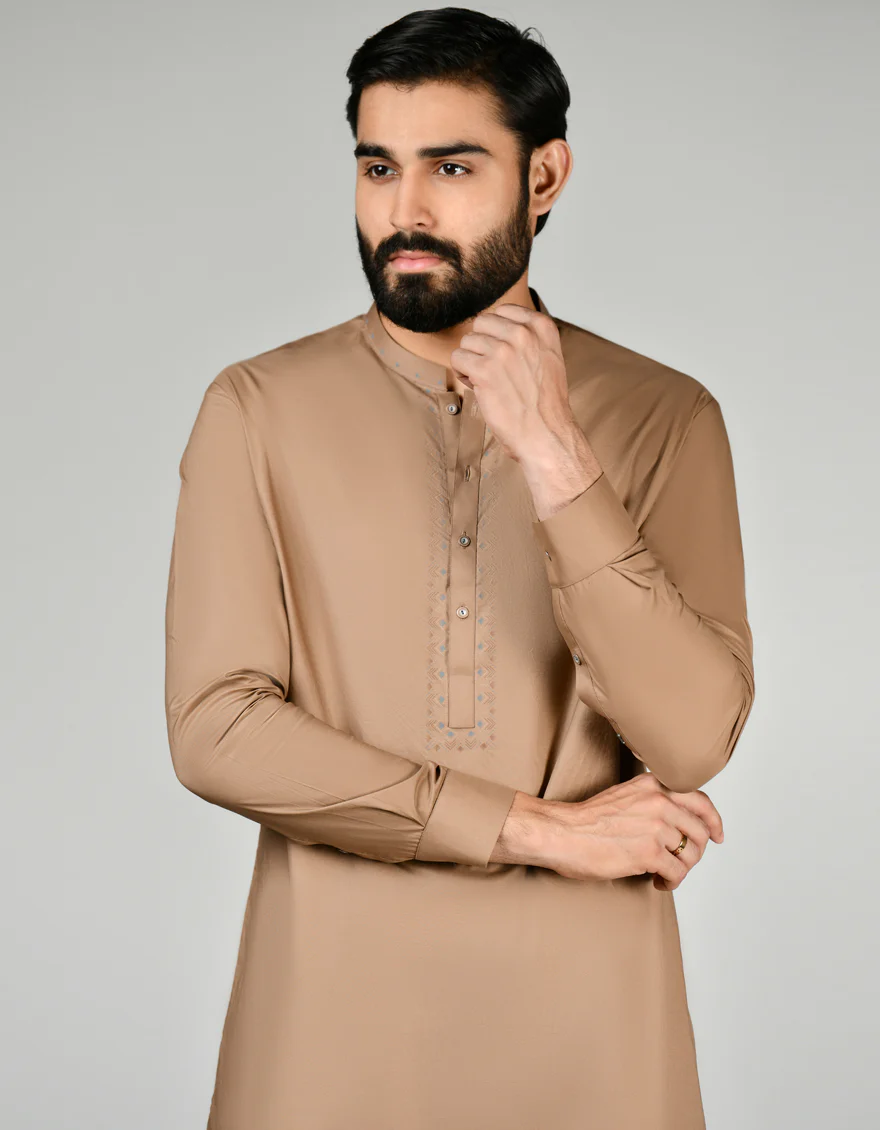 BROWN COTTON KAMEEZ SHALWAR | JJKS-S-34616/S24/JJ8 - Image 3