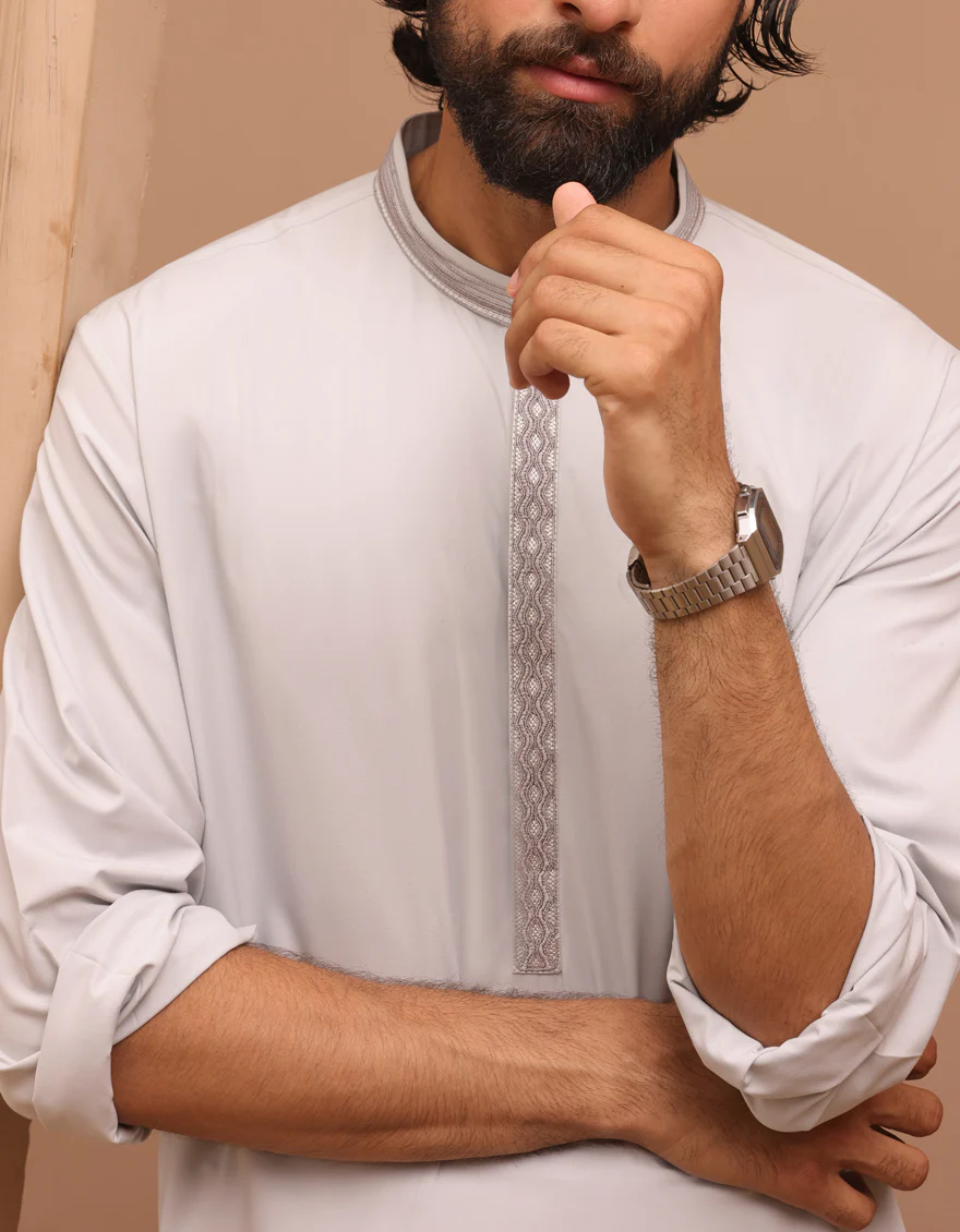 GREY BLENDED KAMEEZ SHALWAR | JJKS-S-34727/S24/JJ9269-SF - Image 2