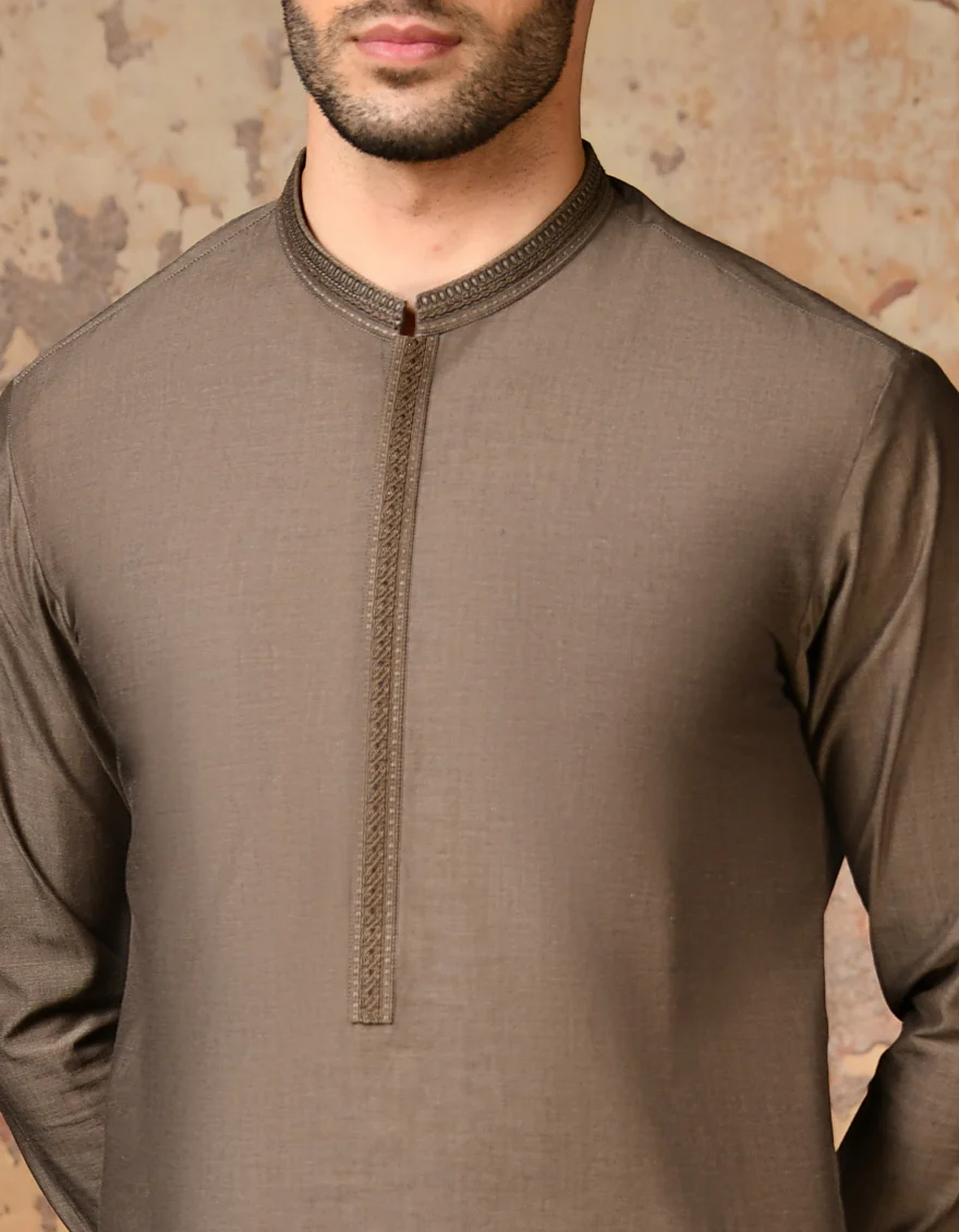 BROWN CVC KAMEEZ SHALWAR | JJKS-S-37827/S24/JJ8 - Image 2