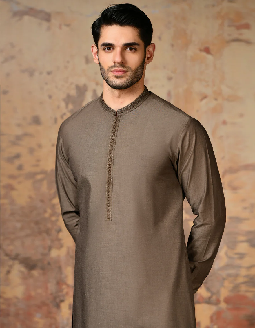 BROWN CVC KAMEEZ SHALWAR | JJKS-S-37827/S24/JJ8 - Image 3