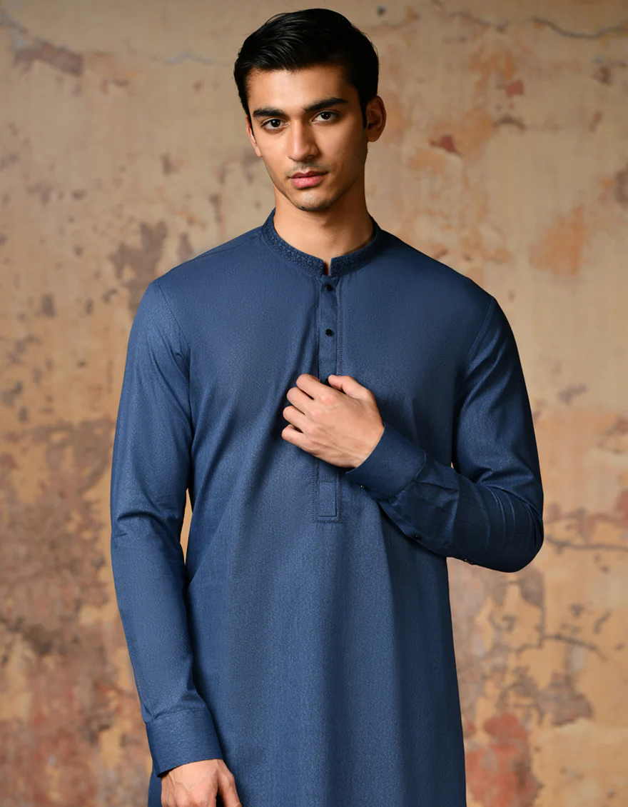 BLUE BLENDED KAMEEZ SHALWAR | JJKS-S-37844/S24/JJ9255-SF - Image 3