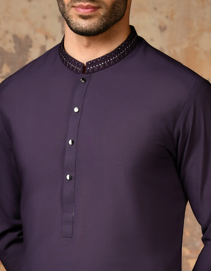 PURPLE BLENDED KAMEEZ SHALWAR | JJKS-S-37845/S24/JJ8879-FL - Image 2