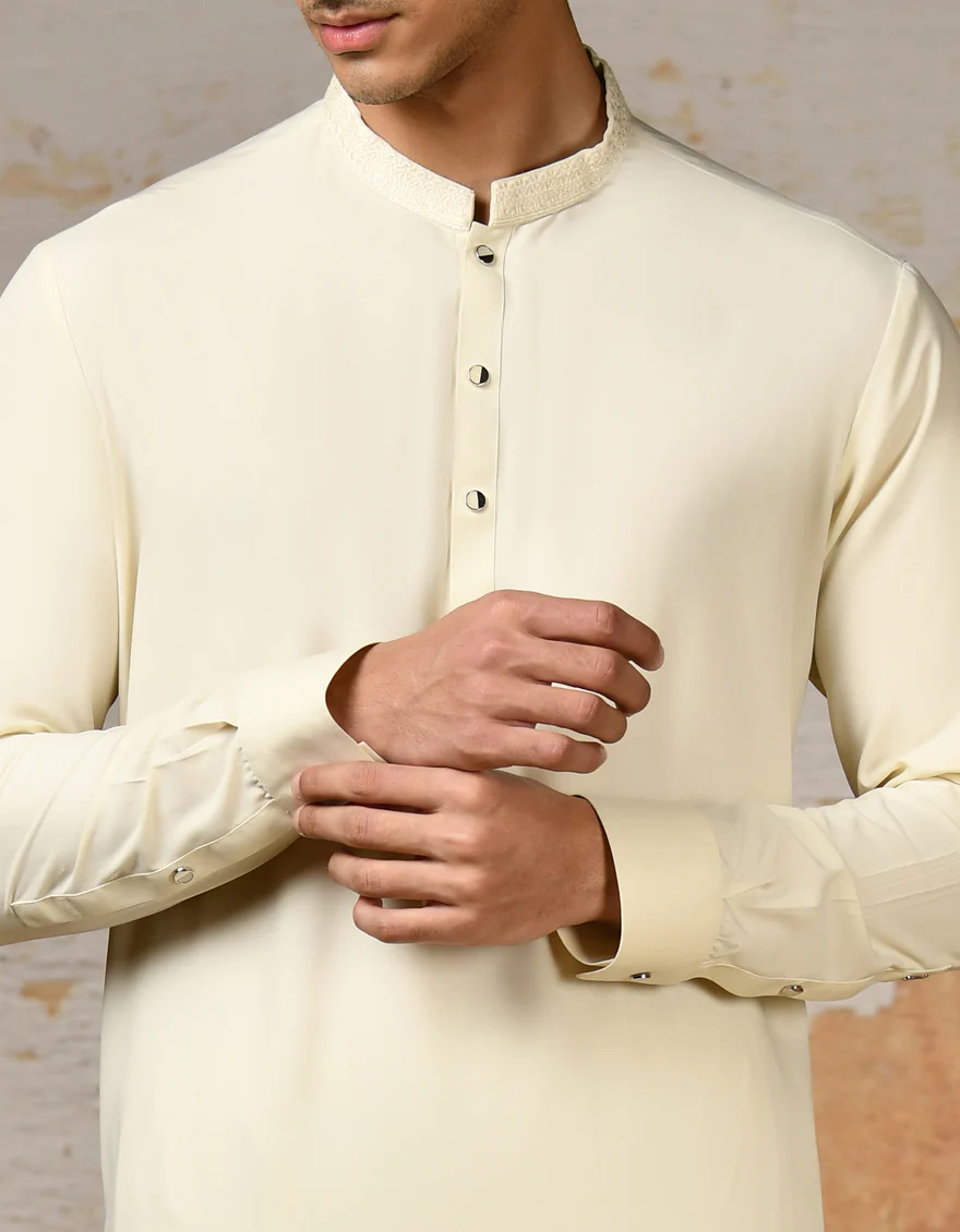 WHITE BLENDED KAMEEZ SHALWAR | JJKS-S-37847/S24/JJ8729-SF - Image 2