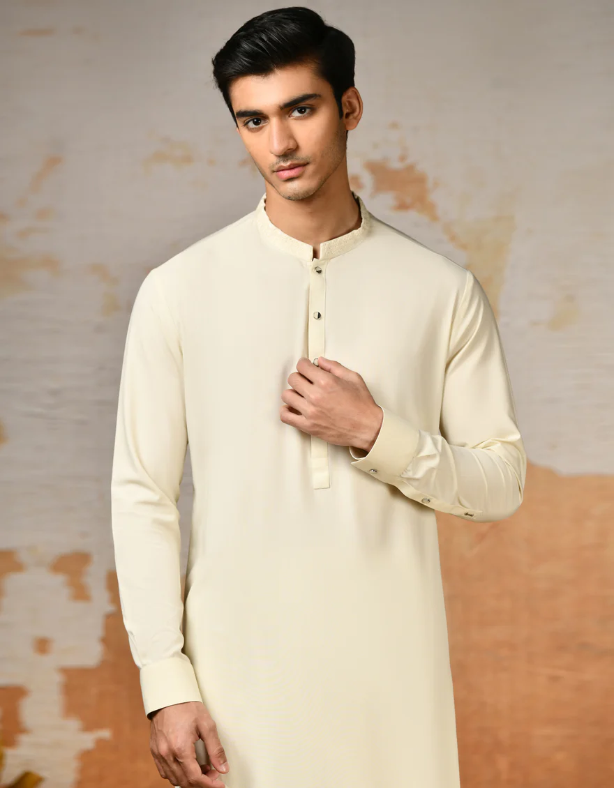 WHITE BLENDED KAMEEZ SHALWAR | JJKS-S-37847/S24/JJ8729-SF - Image 3
