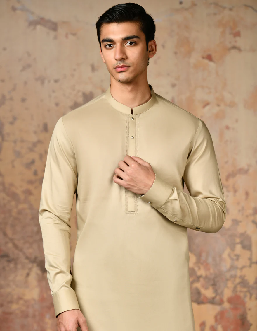 BROWN COTTON KAMEEZ SHALWAR | JJKS-S-37848/S24/JJ8981-SF - Image 3
