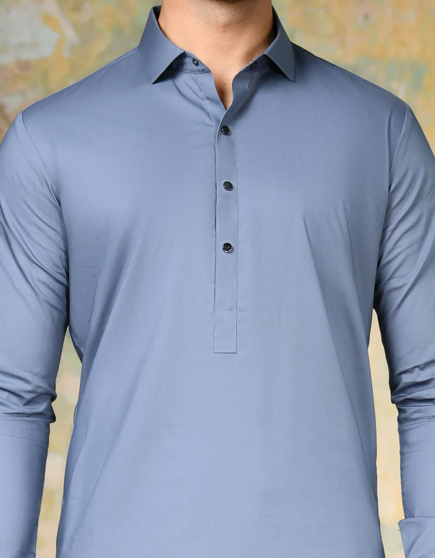 GREY COTTON KAMEEZ SHALWAR | JJKS-S-37854/S24/JJ8776-PN - Image 3