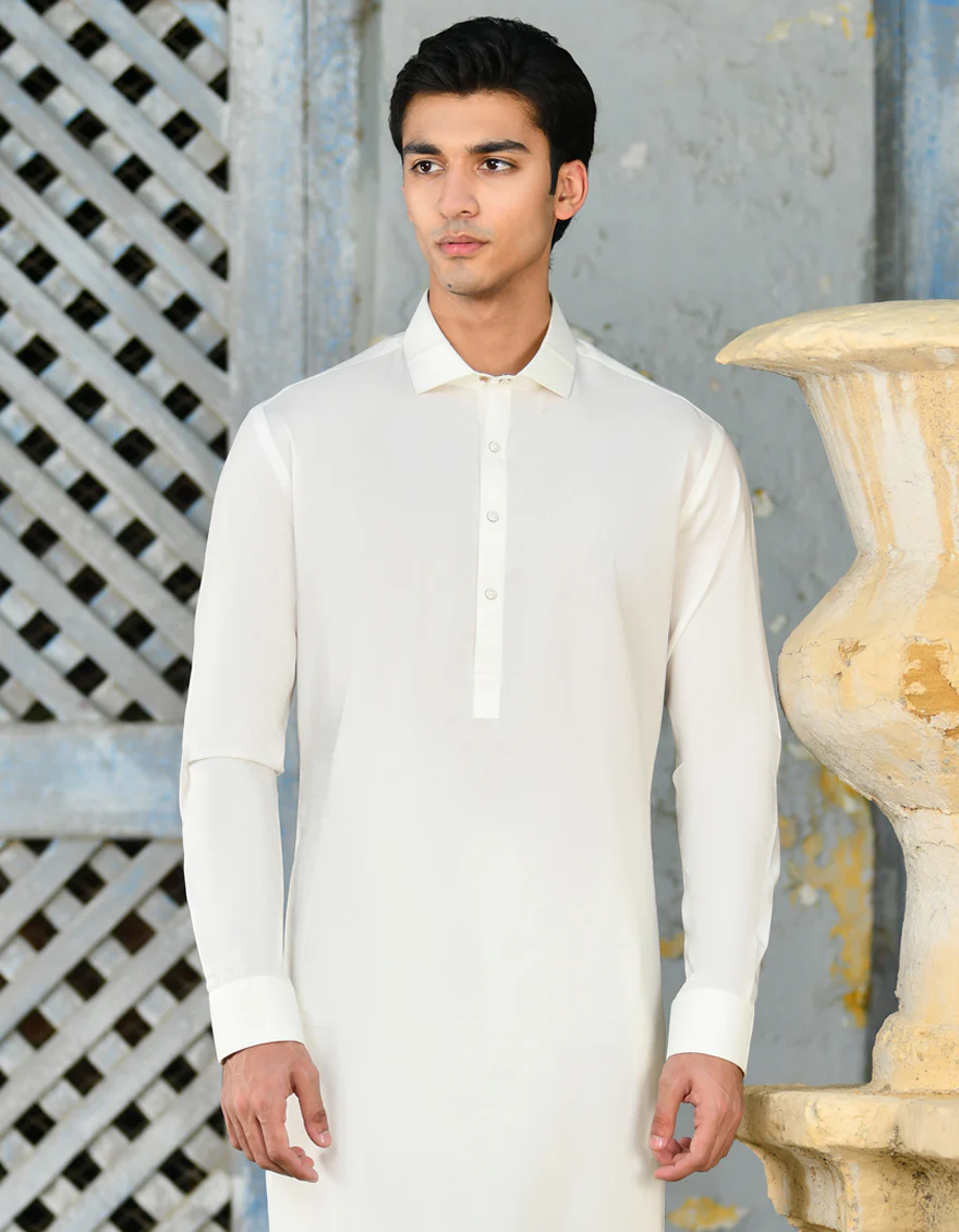 WHITE COTTON KAMEEZ SHALWAR | JJKS-S-37882/S24/JJ8776-CL - Image 2