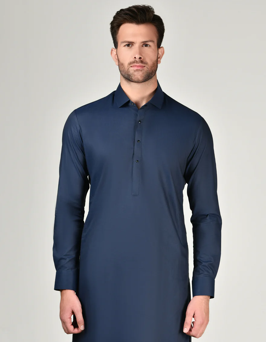 BLUE COTTON KAMEEZ SHALWAR | JJKS-S-37895/S24/JJ8882-PN - Image 2