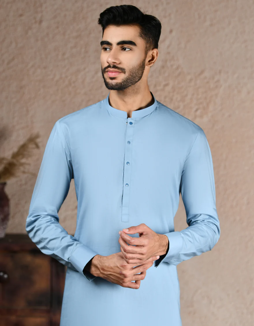 DULL BLUE COTTON KAMEEZ SHALWAR | JJKS-S-46577/S25/JJ9769-PN - Image 2