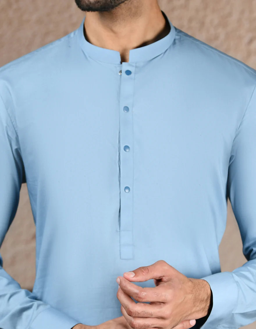 DULL BLUE COTTON KAMEEZ SHALWAR | JJKS-S-46577/S25/JJ9769-PN - Image 3