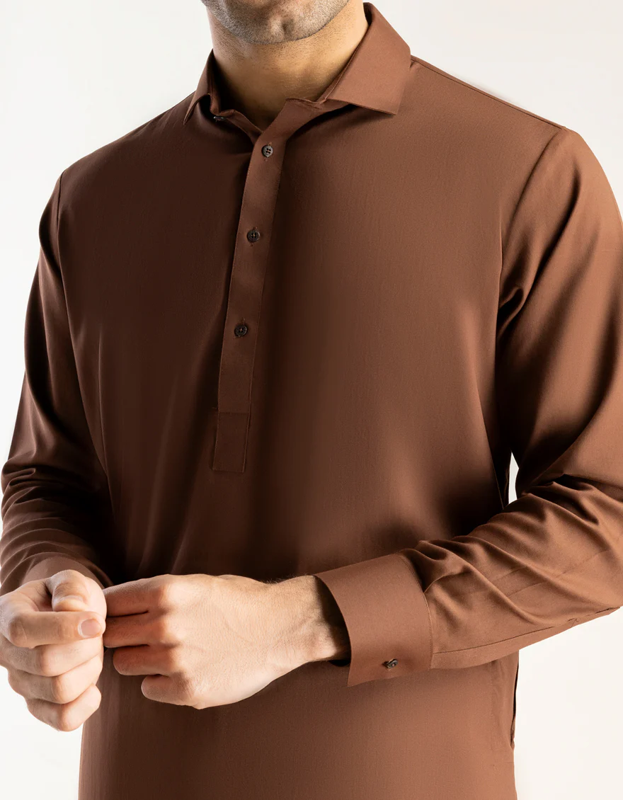 BROWN BLENDED KAMEEZ SHALWAR | JJKS-S-47005-R5-AP/S23/JJ9250-PN - Image 2