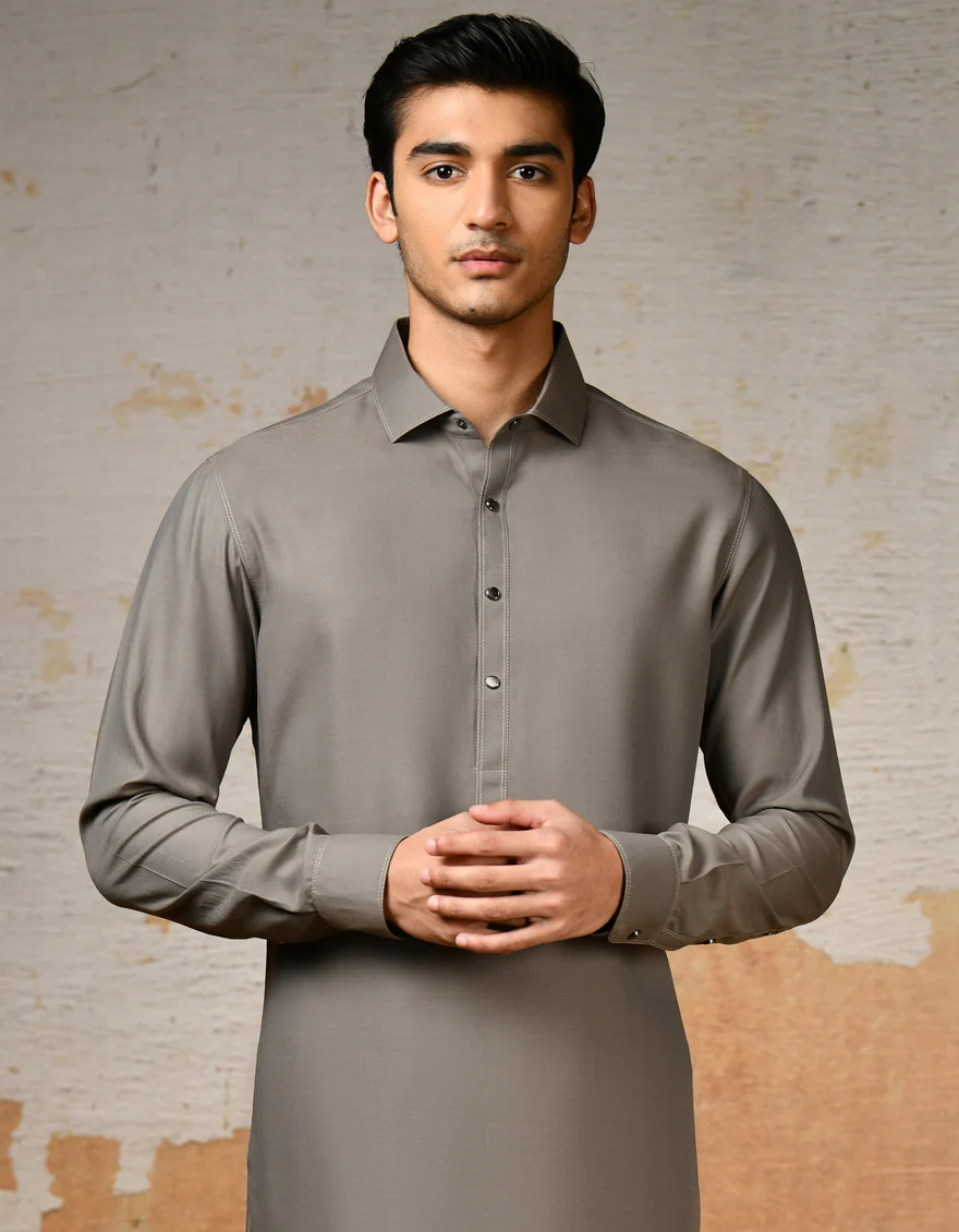 BROWN BLENDED KAMEEZ SHALWAR | JJKS-S-47150/S24/JJ8 - Image 3