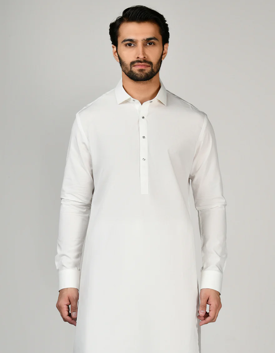 WHITE COTTON KAMEEZ SHALWAR | JJKS-S-47165/S24/JJ7 - Image 2