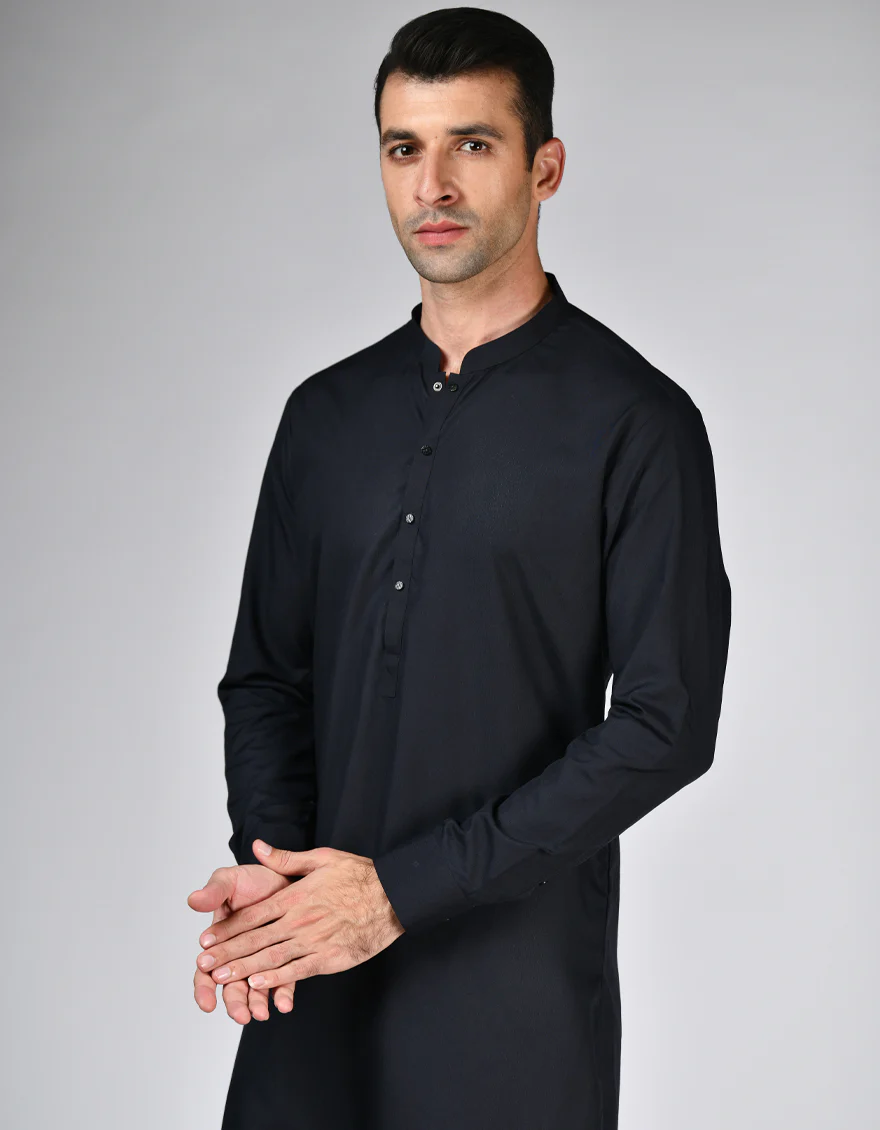BLACK BLENDED KAMEEZ SHALWAR | JJKS-S-47170/S24/JJ9 - Image 3