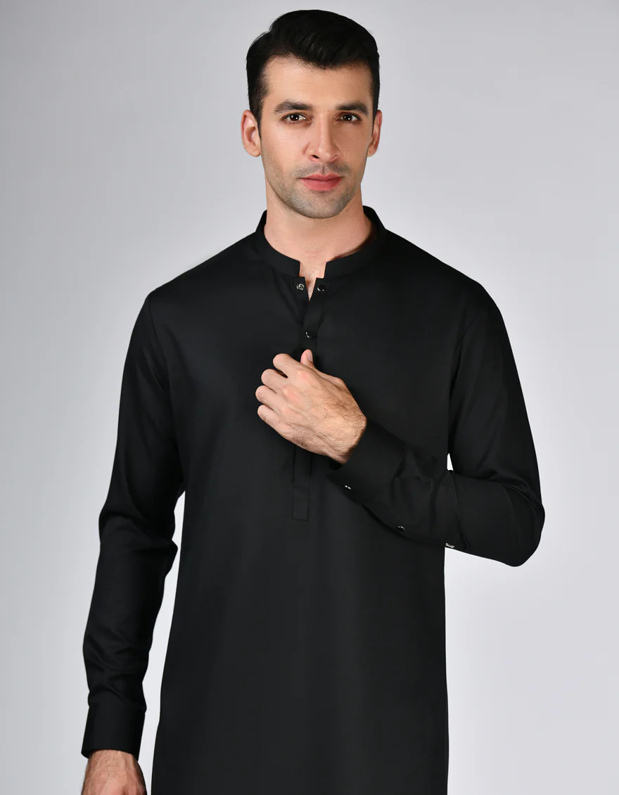 BLACK BLENDED KAMEEZ SHALWAR | JJKS-S-47171/S24/JJ9214-PN - Image 2