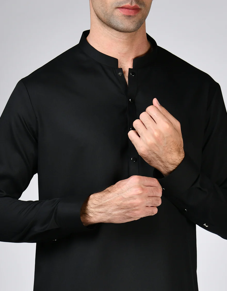 BLACK BLENDED KAMEEZ SHALWAR | JJKS-S-47171/S24/JJ9214-PN - Image 3