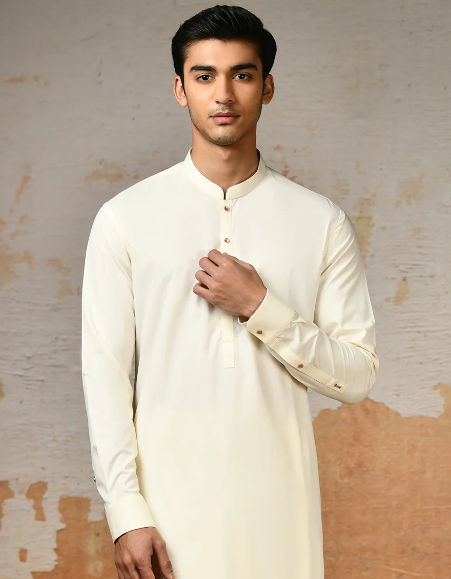 WHITE BLENDED KAMEEZ SHALWAR | JJKS-S-47174/S24/JJ9 - Image 3