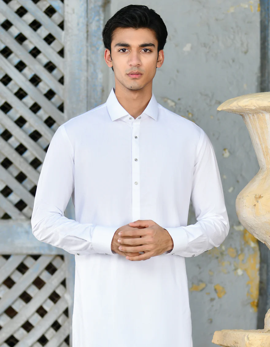 WHITE COTTON KAMEEZ SHALWAR | JJKS-S-47224/S24/JJ9092-PL - Image 2