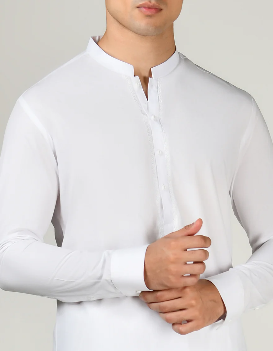 WHITE BLENDED KAMEEZ SHALWAR | JJKS-S-47263/S24/JJ8745-SF - Image 2