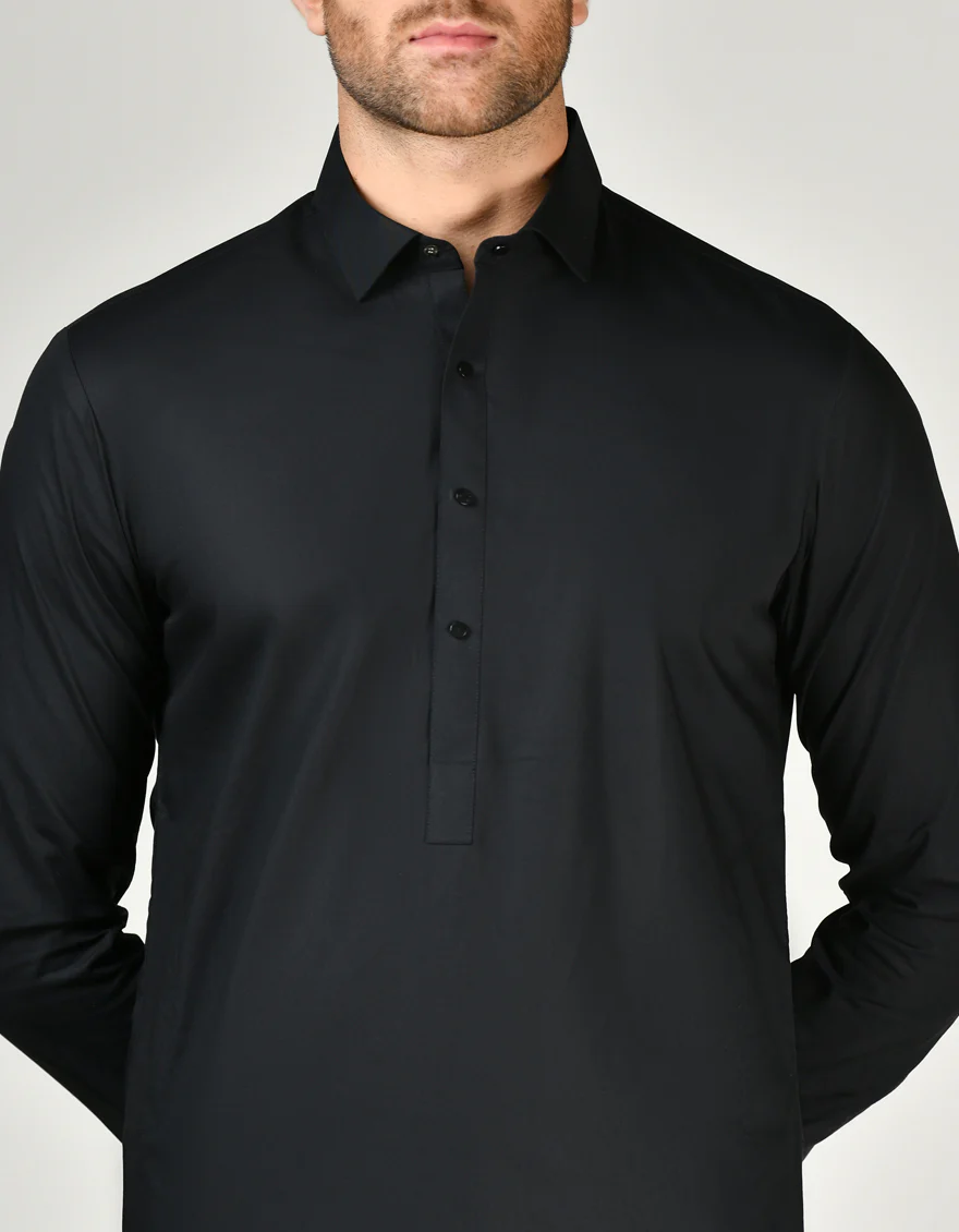 BLACK COTTON KAMEEZ SHALWAR | JJKS-S-47268/S24/JJ8776-PN - Image 3