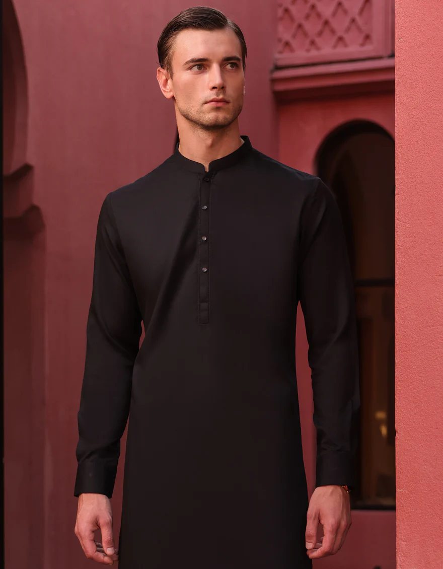 BLACK BLENDED KAMEEZ SHALWAR | JJKS-S-90425/S24/JJ8889-SF - Image 3
