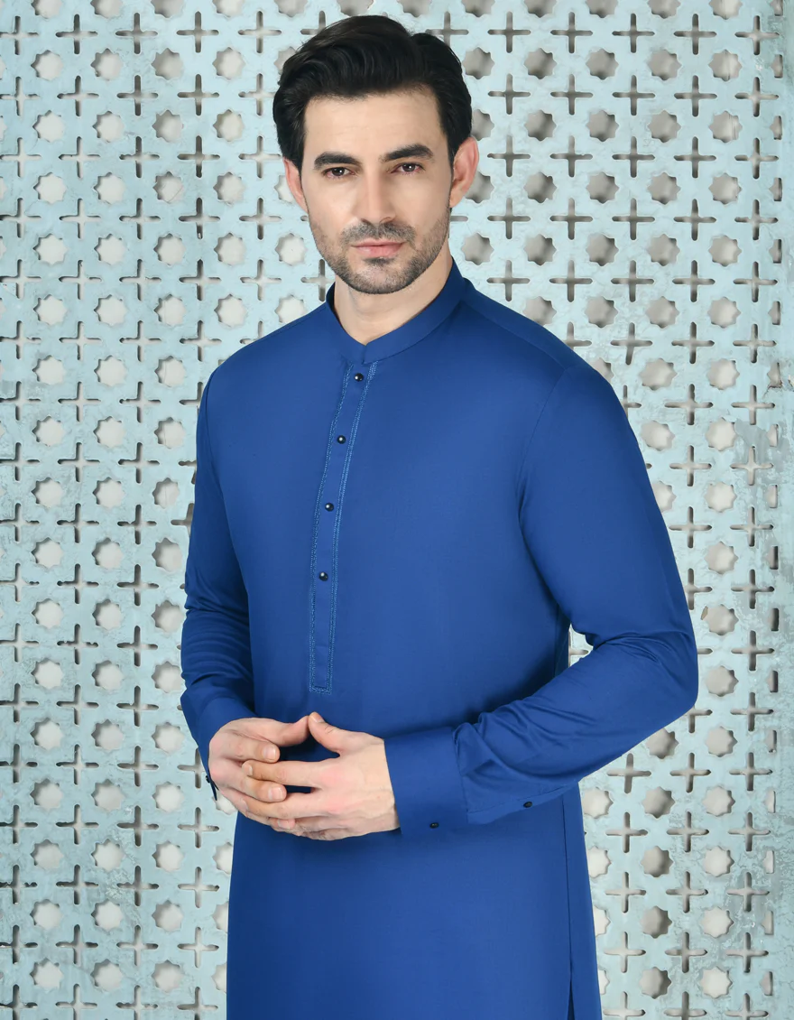 BLUE BLENDED KAMEEZ SHALWAR | JJKS-S-90442/S24/JJ9266-SF - Image 2