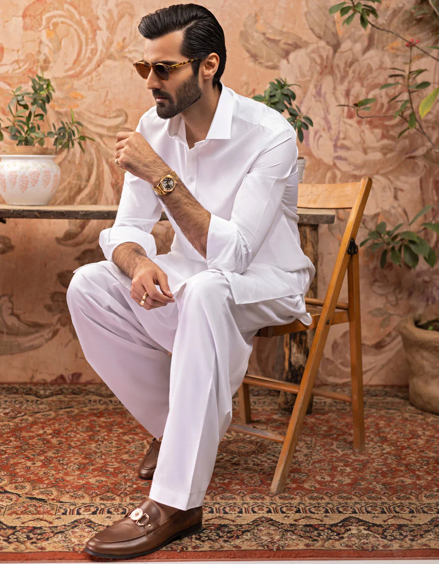WHITE BLENDED WHITE KAMEEZ SHALWAR | JJKS-S-US-30727-R14-AP/S23/JJ8732-PN - Image 3